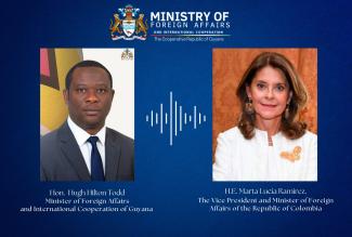 FOREIGN MINISTERS OF GUYANA AND COLOMBIA HOLDS TELECONFERENCE