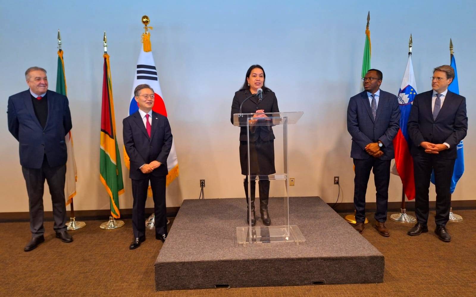 Her Excellency Ambassador Rodrigues-Birkett delivering remarks