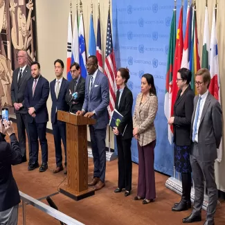Statement by H.E. Micheal Kanu, Permanent Representative of Sierra Leone to the UN on behalf of the members of the International Criminal Court (ICC) Caucus of the UNSC, at the Press stakeout on the situation in Darfur